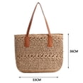 thumbnail image 3 of Bolsos de playa para dama de verano, bolso de hombro tejido a mano de gran capacidad para viajes (camello), 3 of 8