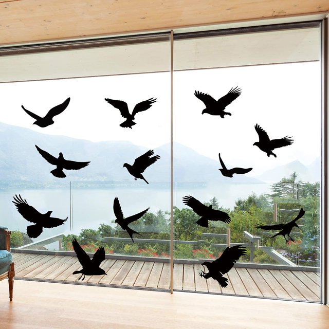 18 pegatinas anticolisión para ventanas, pegatinas con forma de pájaro, pegatinas antipájaros para ventanas para prevenir colisiones