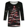 thumbnail image 6 of Wiyuqeen Ugly Christmas Shirts for Women Crew Neck 3/4 Sleeve Xmas Tree T-Shirts Three Quarter Sleeve Tops Womens Gifts for Christmas, 6 of 6