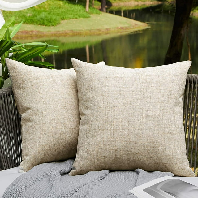 Dinheiro WAYIMPRESS Almohadas de exterior para muebles de patio, fundas de almohada impermeables, cojines cuadrados de jardín, fundas de almohada de lino para patio, tienda de campaña, sofá, 18.0 x