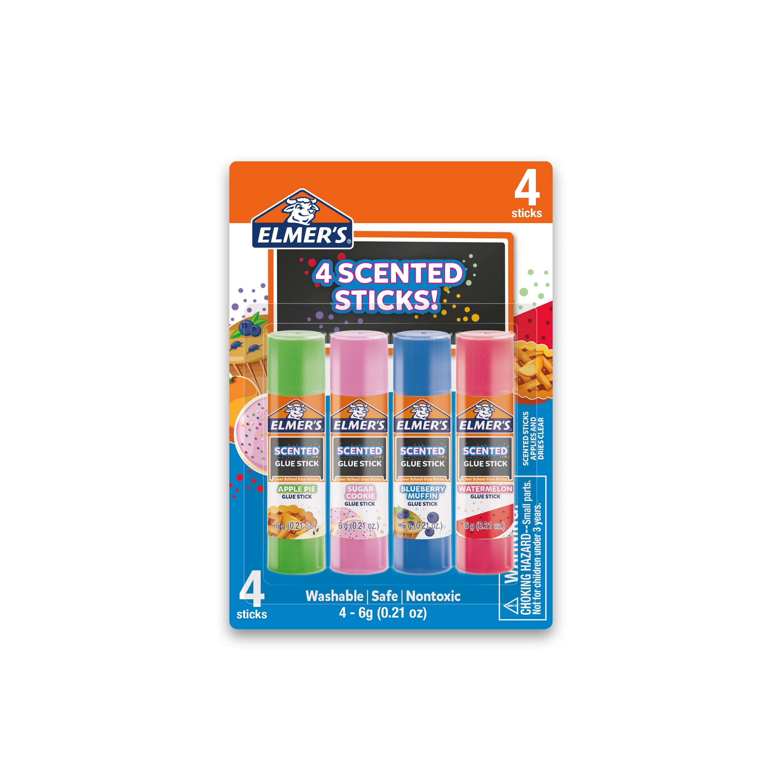 Elmer’s Scented Clear Glue Sticks, Safe and Nontoxic, Assorted Scents, 4 Count
