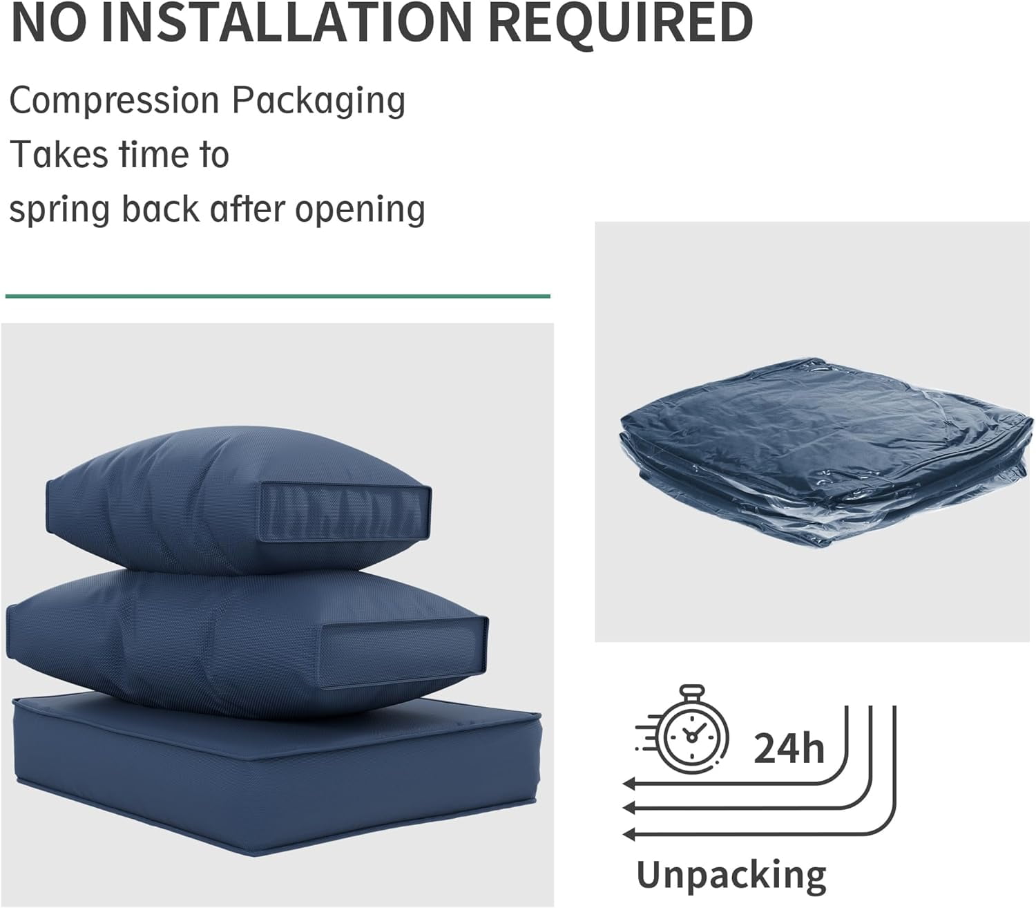 ELPOSUN Outdoor Cushions for Patio Furniture Replacement, Waterproof Patio Furniture Cushions, Deep Seat Patio Cushions, Patio Seat Cushions for Outdoor Sectional (Blue)