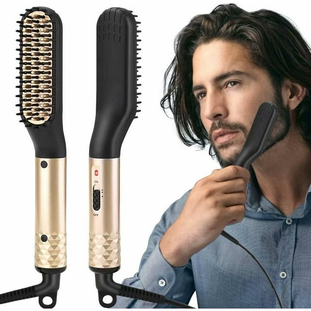 Beard Straightener Men Fast Heated 30s, Electric Beard Straightener Beard Comb Multifunctional Straightener Brush Hair Straightening Brush With Anti-Scald And Adjustable Temperature