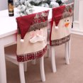 thumbnail image 2 of Fundas festivas para sillas navideñas, mejore su experiencia gastronómica con el diseño de reno, muñeco de nieve y Papá Noel, franela de alta calidad para decoraciones de cocina del hogar,, 2 of 6