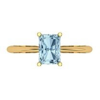 1 ctw Solitaire Anniversary Ring for Women | Radiant Cut Natural Aquamarine | Hyperallergenic Solid 18K Yellow Gold