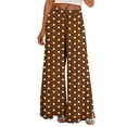 thumbnail image 2 of Mifsaly Wide Leg Flowy Pants for Women Polka Dot Lounge Pants Lightweight Casual Loose Fit Palazzo Trousers Brown,XL, 2 of 5
