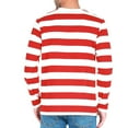 thumbnail image 4 of Men's striped neck long-sleeved T-shirt, basic casual top, 4 of 9