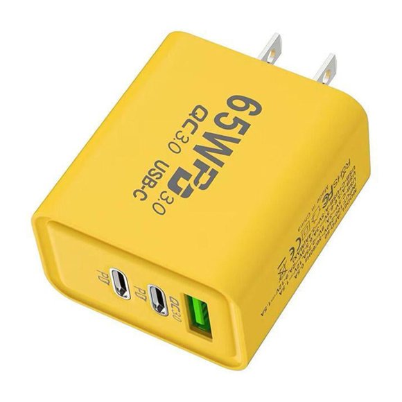 3 Ports 65W Fast Charger USB[C PD Type C EU/US Plug Wall Charger Power Adapter- T9F8