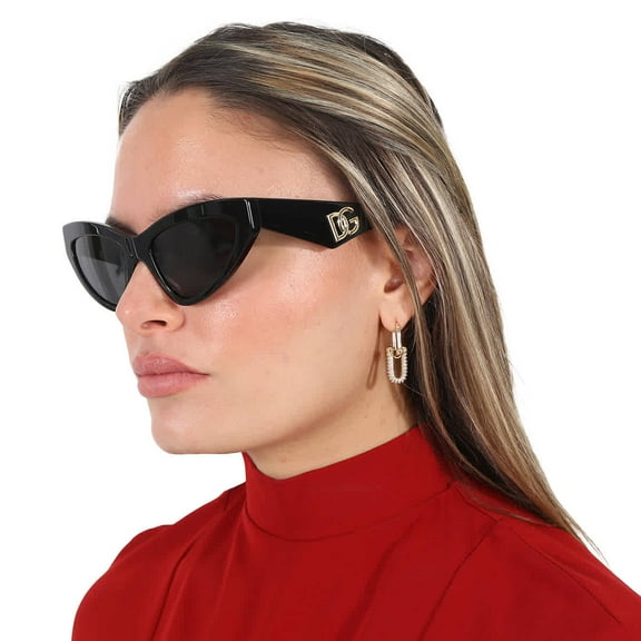 Dolce & Gabbana DG 4439 Acetate Womens Cat Eye Sunglasses Black 55mm Adult