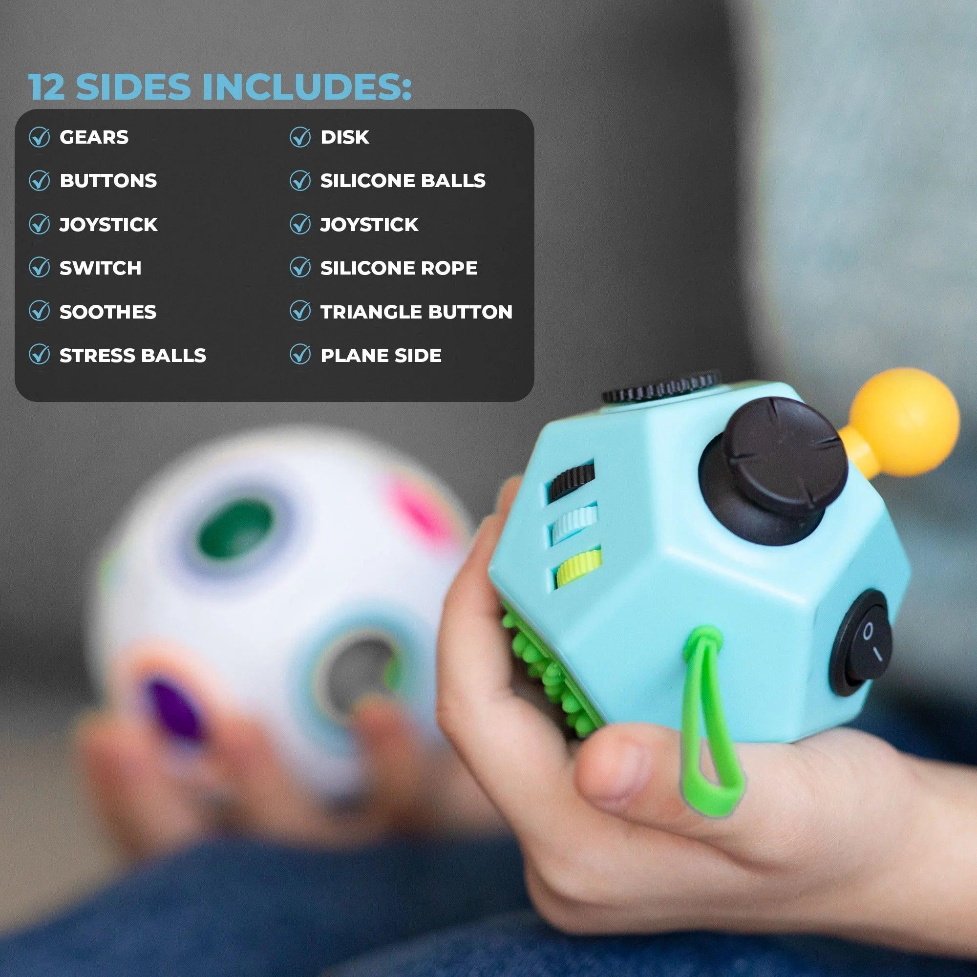 2 Pack Cube Dodecagon Multifunctional Sensory Fidget Stress Relief Toys for Adults and Kids Calm And Sensory Stimulation
