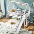 thumbnail image 6 of Twin Over Full Solid Pine Wood Bunk Bed with Slide & Ladder, Full-Length Guardrail, No Box Spring Needed, White, 6 of 15