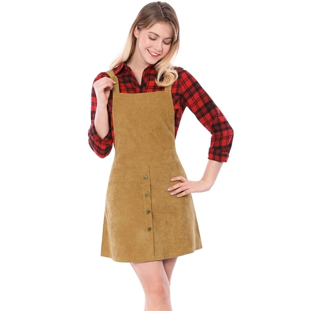 Día De San Patricio Vestido Tipo Peto Tipo Peto Evasé Con Tirantes De Pana Para Mujer Marrón XL