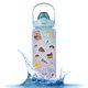 thumbnail image 1 of Muyoka Botella de agua motivacional de 2 litros con marcas de tiempo Jarra de agua de gran capacidad Botella de bebida deportiva portátil con pajita y asa Taza de bebida sin BPA para viajes al aire li Muyoka Hogar, 1 of 7