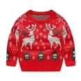 thumbnail image 2 of Lilgiuy Little Boy Girl Christmas Sweater Trendy Solid Christmas Tree Snowflake Deer Print Long Sleeve Pullover Sweater for X-mas Theme Party(2-10 Years), 2 of 5
