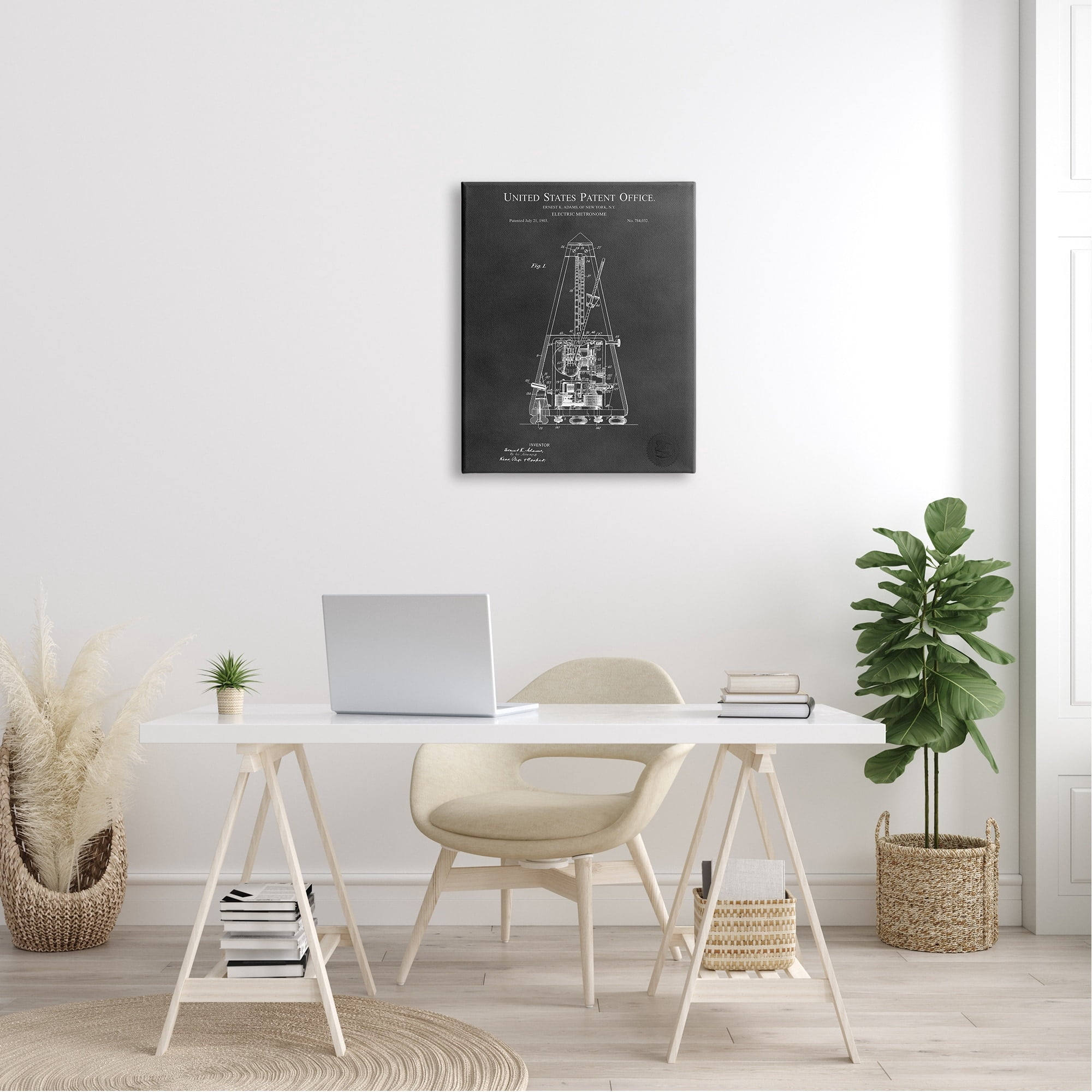 Stupell Industries Detailed Tech Electric Metronome Patent Blueprint Diagram Canvas Wall Art, 24 x 30, Design by Karl Hronek