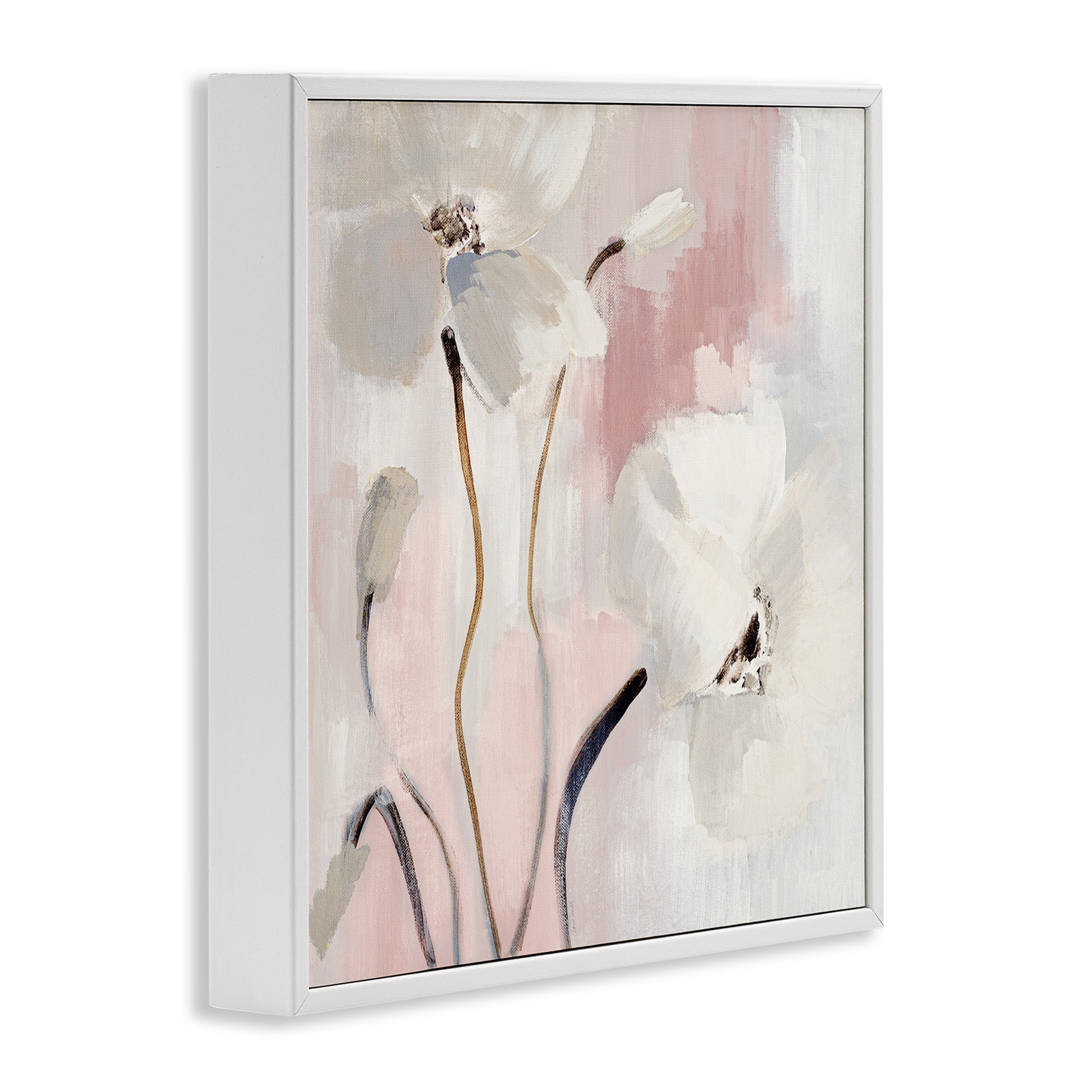 Stupell Industries Abstract White Blooms Botanical & Floral Painting White Framed Art Print Wall Art, 12 x 12