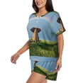 thumbnail image 2 of Wukai Elephant Dog Women's Pajama Set,Short-Sleeve Top and Shorts with Elastic Waistband and Pockets for Loungewear, Yoga, and Casual Wear-4X-Large, 2 of 8