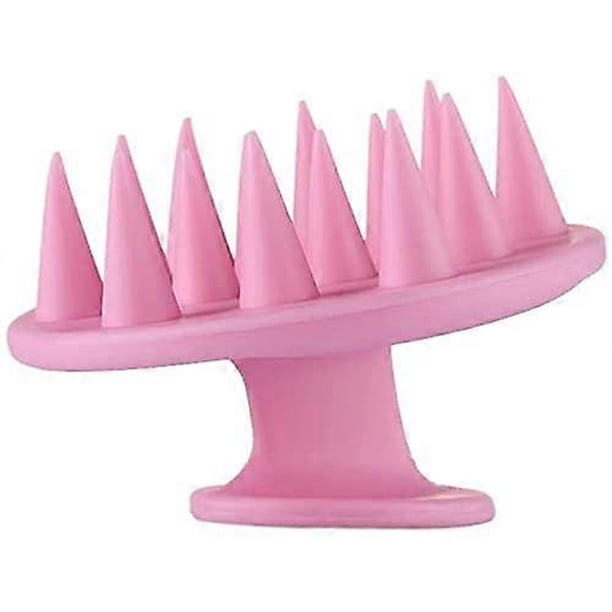 Cepillo de masaje para el cuero cabelludo, exfoliante de silicona para champú, ideal para lavar el cabello en la ducha y mejorar la circulación sanguínea – Rosa