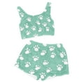 thumbnail image 3 of Women Pajama Set Cute Paw Print Sleepwear 2 Piece Crop Tank Top and Shorts Soft Stretchy Loungewear Outfits, 3 of 5