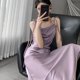 thumbnail image 2 of Vestido midi elegante de satén plisado Rimocy para mujer 2023, sexy, con tirantes de seda y cordones, vestido largo para mujer, elegante vestido de fiesta morado para mujer, 2 of 6