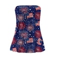thumbnail image 4 of Womens 4th of July Smocked Strapless Pleated Tube Tops Pariotic Print Strapless Pleated Bandeau Tunic Sleeveless Tank Tops, 4 of 5