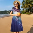 thumbnail image 4 of Naloa Planets Stars And Galaxies Print Womens Summer A-Line Dress with Pockets,Short Sleeve Dresses,Flowy Beach Swing Dress for Vacation Travel, 4 of 6