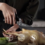 MITSUMOTO SAKARI Kitchen Scissorss, 4.7 inch Japanese Black Titanium Plating Kitchen Shears Heavy Duty