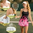 thumbnail image 3 of Psesaysky Women Athletic Dress Pink Fire Print Summer Tennis Workout Active Sports Mini Romper Dress Built in Shorts Travel Vacation Clothes, Size XS, 3 of 5