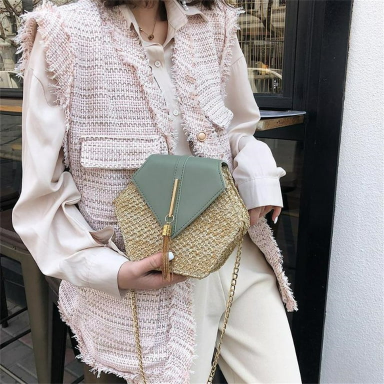 Hexagon shop straw bag