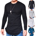 thumbnail image 3 of DISHAN Men Autumn Solid Color O Neck Long Sleeve Cotton Thin T-shirt Bottoming Top, 3 of 8