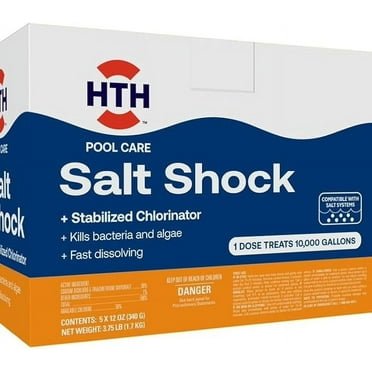 HTH 52047 Swimming Pool Care Salt Shock Stabilized Chlorinator 1 dose Treats 10000 gallons 5x12oz Packets
