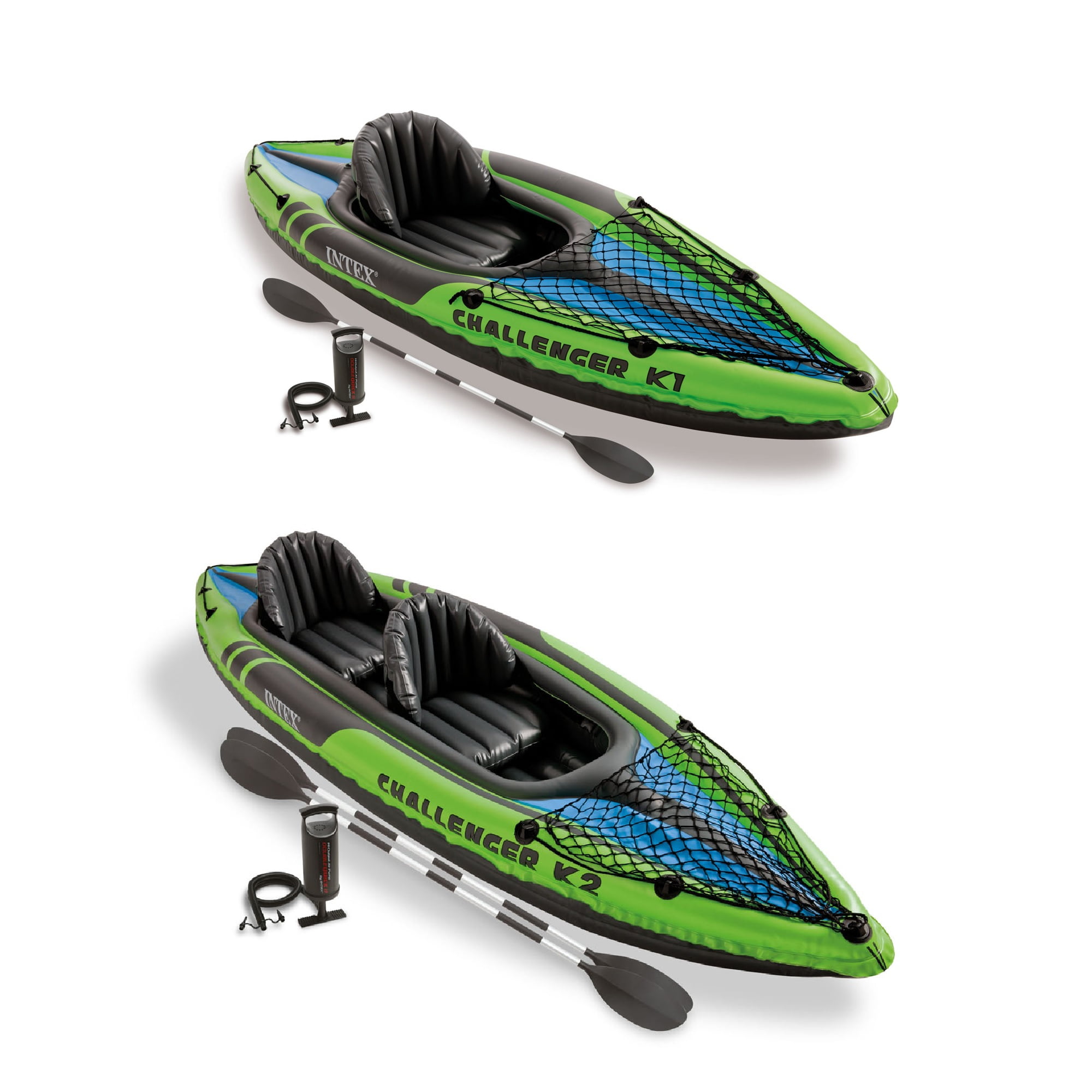 Intex Challenger K1 One Person Inflatable Kayak Kit With Oar And Pump 