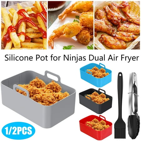 

Niyofa 1/2Pcs Air Fryer Silicone Pot - Air Fryer Oven Accessories - Heat Resistant Square Replacement Basket Grill Pan Multifunctional Easy Cleaning BPA Free