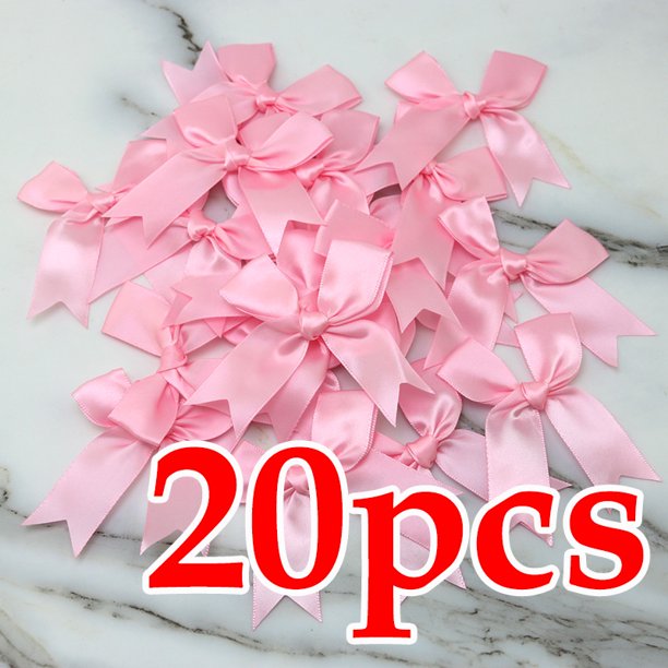 (20 piezas) 1 ''25mm cinta rosa fresca pequeño lazo de embalaje lazo de satén de poliéster lazo de flores accesorios para el cabello accesorio de moda DIY