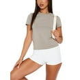 thumbnail image 1 of xiaxaixu Hauts Basiques pour Femmes, Col Rond Manches Courtes Ajustement Slim Tops d'Été pour Usage Quotidien, 1 of 6