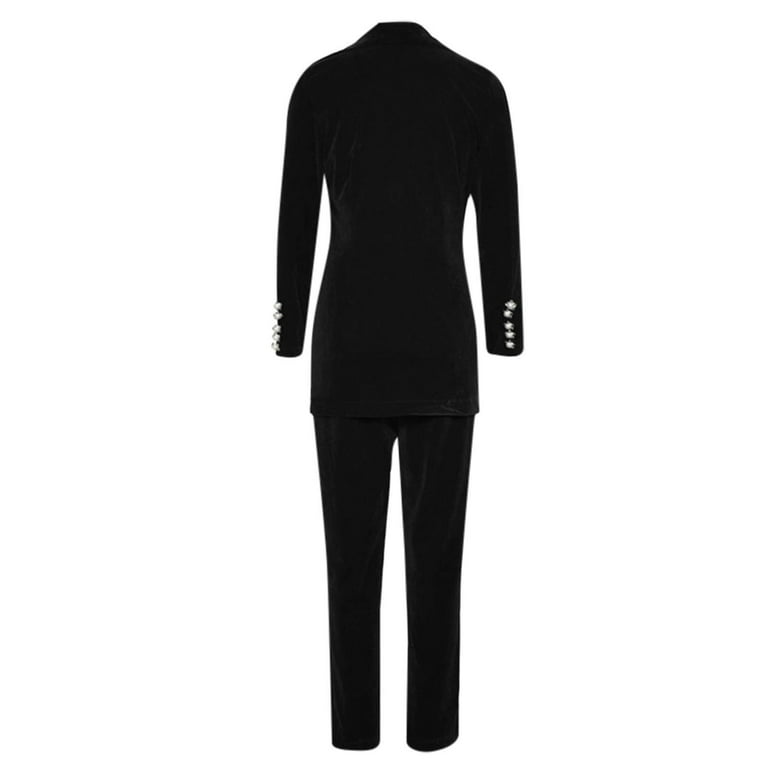 Elegant Women Solid Top Pants Sets Womens Autumn And Winter Solid Color  Long Sleeve Lapel Casual Suit Womens Suit