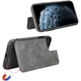 thumbnail image 3 of iPhone 11 Pro Luxury PU Leather Wallet Case with Card Holder,2 Magnetic Clasp,Card Cash Slots,Stand Function Flip Wrist Lanyard Strap Back Case for iPhone 11 Pro, 5.8",Gray, 3 of 17
