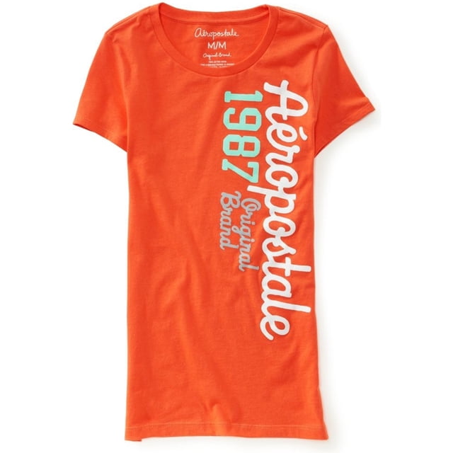Aeropostale Womens 1987 SS Graphic T-Shirt, Naranja, X-Small