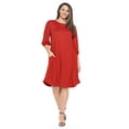 thumbnail image 2 of Pastel by Vivienne Women's Balloon Sleeve Midi Dress in Plus Size Rust X-Large, 2 of 4