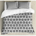thumbnail image 1 of Abstract King Size Duvet Cover Set, Square Shapes with Doodle Little Dots Retro Style Halftone Effect Design, Decorative 3 Piece Bedding Set with 2 Pillow Shams, Black and Coconut, by Ambesonne, 1 of 3