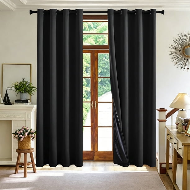 Cortinas Opacas para Sala de Estar: Privacidad, Reducción de Ruido, Cortinas con Ojales, Forro Negro, Paneles Aislantes Térmicos y Opacos.