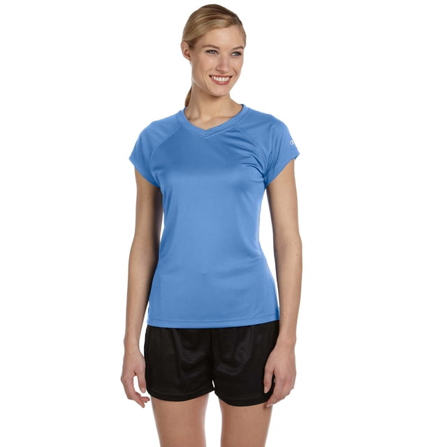 Camiseta Damas 4.1 oz. Cuello V Double Dry® AZUL CLARO XL