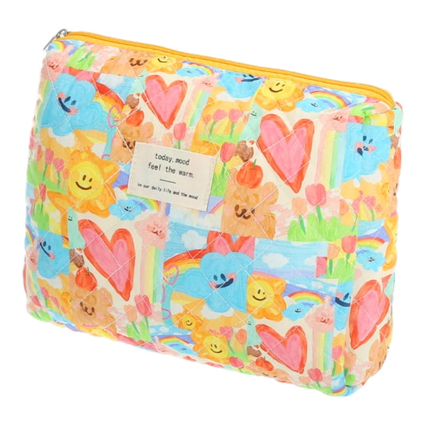 1 Pc Bolsa de Maquillaje de Corazón Acolchada Mediana y Duradera para Mujeres para Vacaciones, Color Algodón Asortido