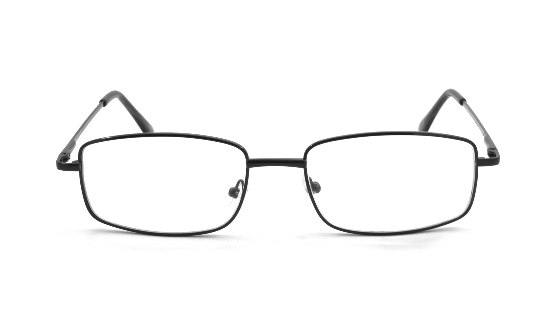 EYE ZOOM 5 Pack Unisex Rectangular Metal Reading Glasses with Spring Hinge, Black, +100