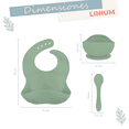 thumbnail image 2 of Kit Bebe Linium 3en1 Babero Cubiertos Plato Silicon Suave Color Verde Olivo, 2 of 9