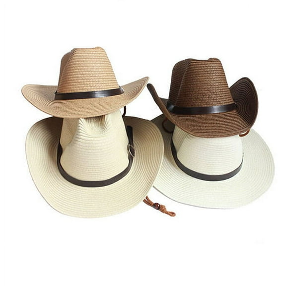 NICEXMAS Men Wide Brim Straw Hat Beige Breathable Lightweight for Outdoor Activities