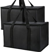 SYENLL Reusable Shopping Bags for Groceries, 2 Pack XL Foldable Insulated Cooler Bag with Strong Handle & Zipper for Food Delivery, Travel