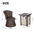 thumbnail image 5 of 20 inch Outdoor Gas Fire Pit Table Set with 2 Wicker Swivel Stool Chairs, 40000 BTU Patio Square Propane Realistic Faux Wood Pattern Fireplace with ETL Certification, Lava Rocks and PVC Rain Cover, 5 of 6
