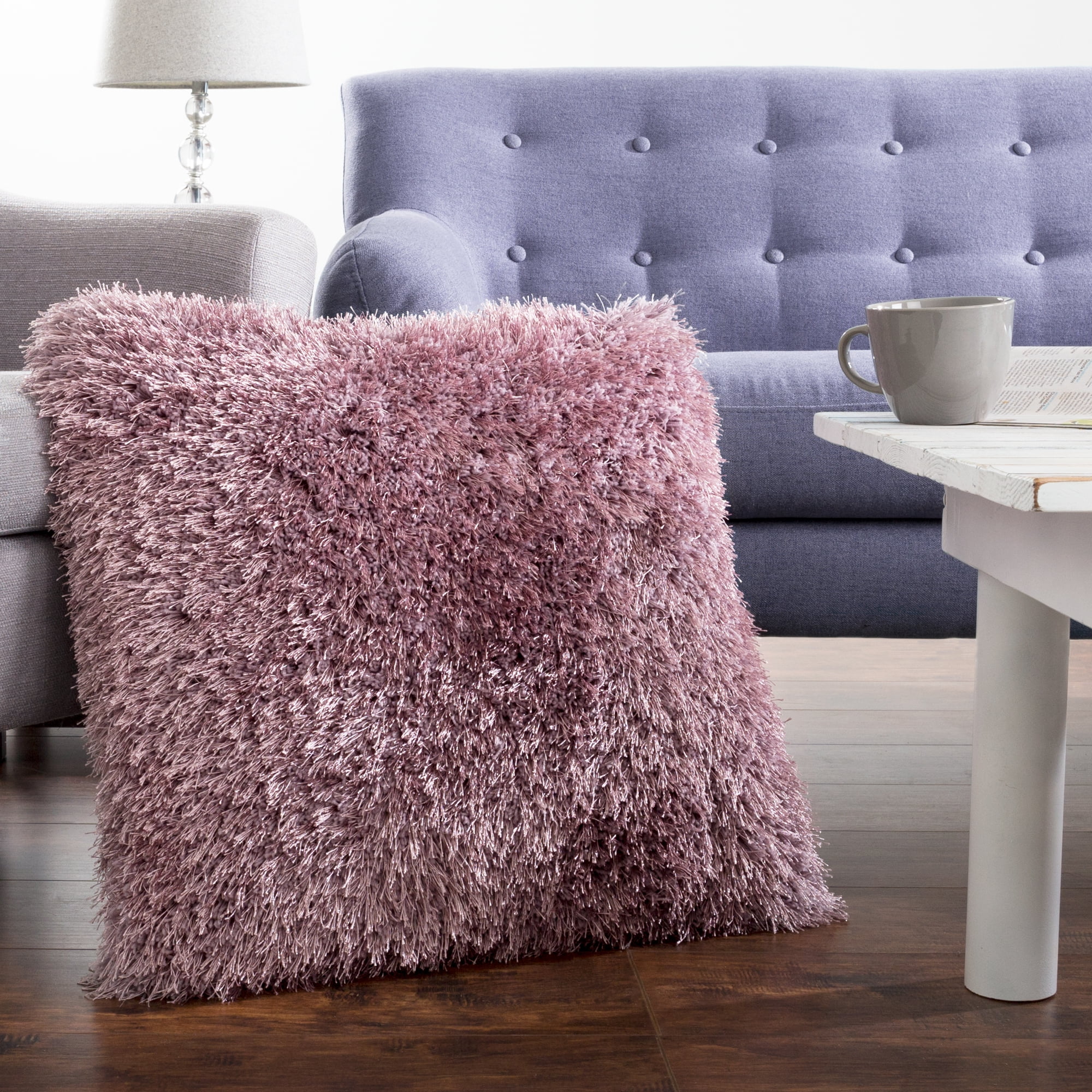 Oversized Floor or Throw Pillow Square Luxury Plush? Shag Faux Fur Glam