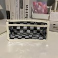 thumbnail image 1 of Portable Waterproof Large Capacity Double Layer Pencil Case Simple Transparent Checkerboard Pencil Bag Student Stationery Black, 1 of 6